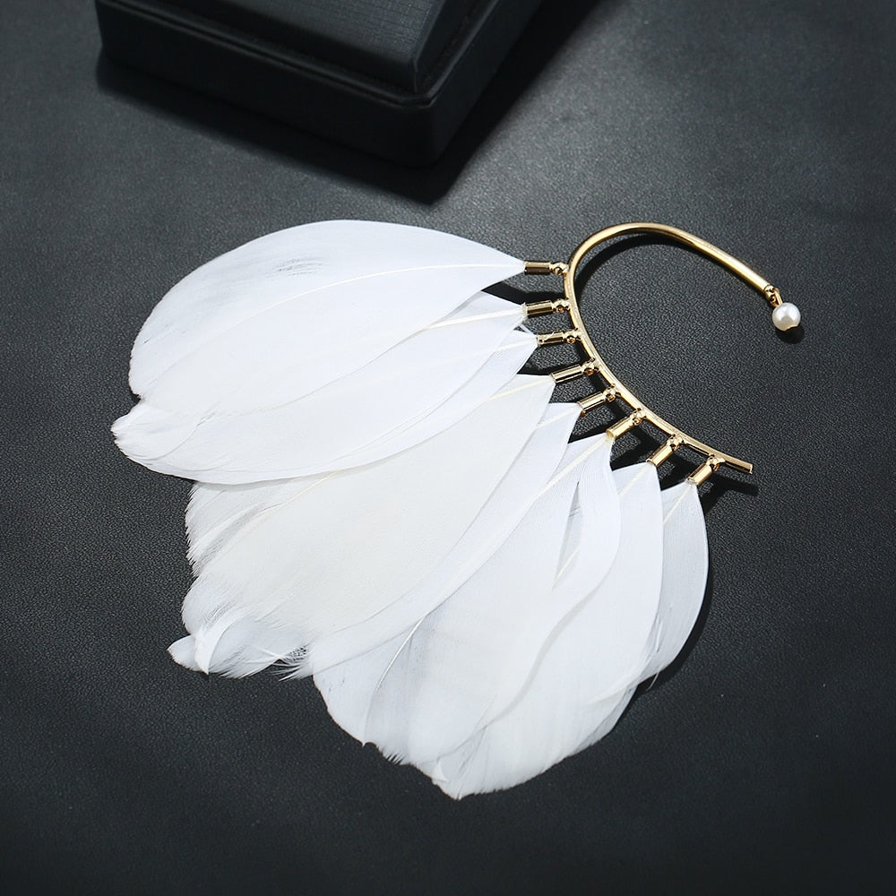 White or Black Feather Ear Cuff