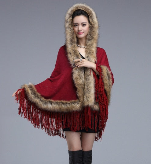 Faux Fur Wraps Winter Shawl Boho Bride Shrug Little Red Riding Hood Tassels | Woodland Gatherer | Australian Online Store | Gifts & Treasures | Special Occasions & Everyday Fun | Boho Life | Whimsical Treats | Jewellery | Fashion | Crafting DYI | Stationery | Boho Festival Fashion 