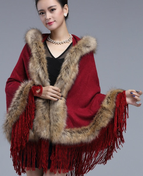 Faux Fur Wraps Winter Shawl Boho Bride Shrug Little Red Riding Hood Tassels | Woodland Gatherer | Australian Online Store | Gifts & Treasures | Special Occasions & Everyday Fun | Boho Life | Whimsical Treats | Jewellery | Fashion | Crafting DYI | Stationery | Boho Festival Fashion 