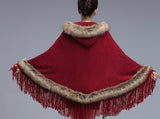 Faux Fur Wraps Winter Shawl Boho Bride Shrug Little Red Riding Hood Tassels | Woodland Gatherer | Australian Online Store | Gifts & Treasures | Special Occasions & Everyday Fun | Boho Life | Whimsical Treats | Jewellery | Fashion | Crafting DYI | Stationery | Boho Festival Fashion 