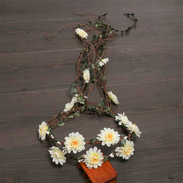 Double Row Flower Crown Rattan Floristry Wire Vine Floral Garland Headband