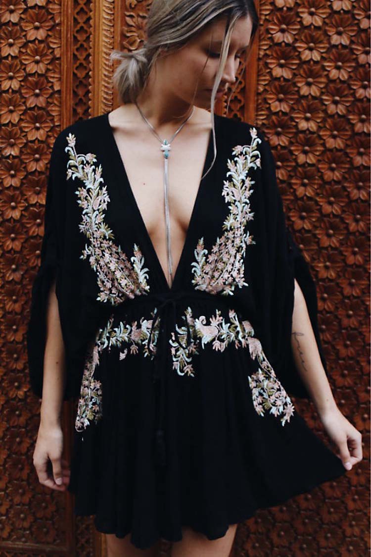 Embroidered Boho Mini Dress