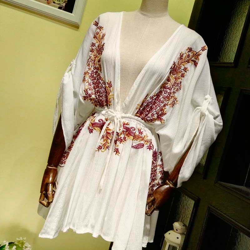 Embroidered Boho Mini Dress
