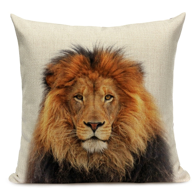 Majestic Beasts Linen Cushion Covers