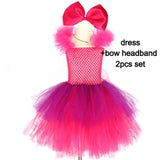 Girls Punk Rock Bright Pink and Purple Tutu Dress with Accessories Birthday Party Halloween Costume