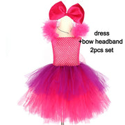 Girls Punk Rock Bright Pink and Purple Tutu Dress with Accessories Birthday Party Halloween Costume