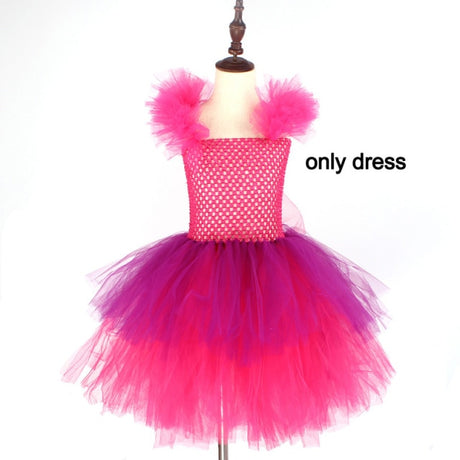 Girls Punk Rock Bright Pink and Purple Tutu Dress with Accessories Birthday Party Halloween Costume