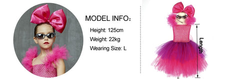 Girls Punk Rock Bright Pink and Purple Tutu Dress with Accessories Birthday Party Halloween Costume