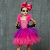 Girls Punk Rock Bright Pink and Purple Tutu Dress with Accessories Birthday Party Halloween Costume