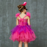 Girls Punk Rock Bright Pink and Purple Tutu Dress with Accessories Birthday Party Halloween Costume