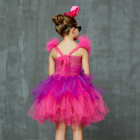 Girls Punk Rock Bright Pink and Purple Tutu Dress with Accessories Birthday Party Halloween Costume