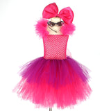 Girls Punk Rock Bright Pink and Purple Tutu Dress with Accessories Birthday Party Halloween Costume