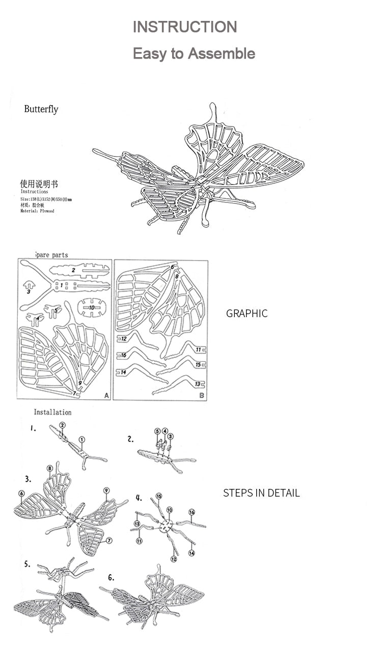 Insects DIY 3D Model Kit Wooden Puzzles
