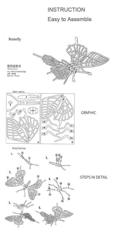 Insects DIY 3D Model Kit Wooden Puzzles
