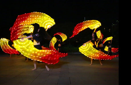 Carnival Led Fan Veils Silk LED Light Bellydance Performance Costumes