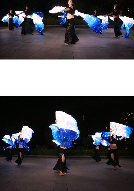 Carnival Led Fan Veils Silk LED Light Bellydance Performance Costumes