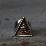 Freemason Illuminati Triangle Masonic Ring Silver Stainless Steel