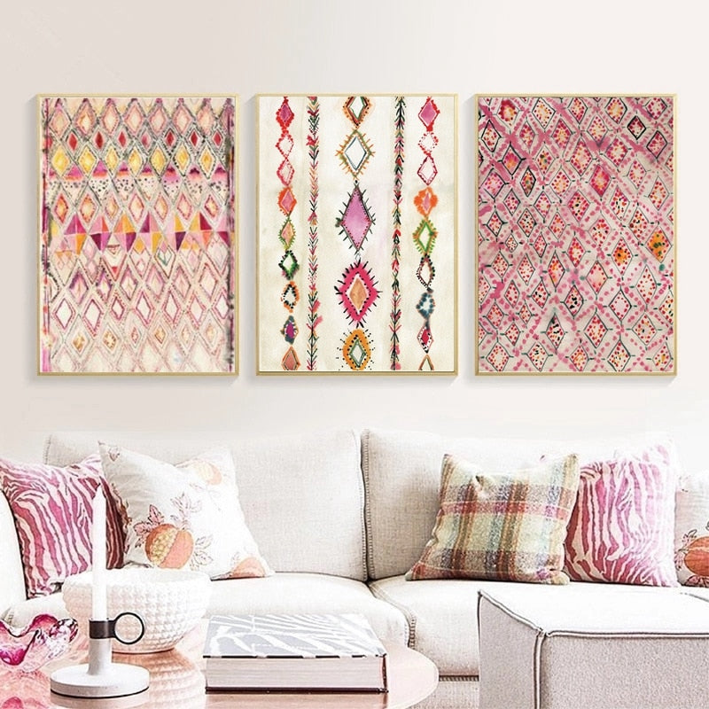 Moroccan Rug Pink Posters and Prints Eclectic Home Decor