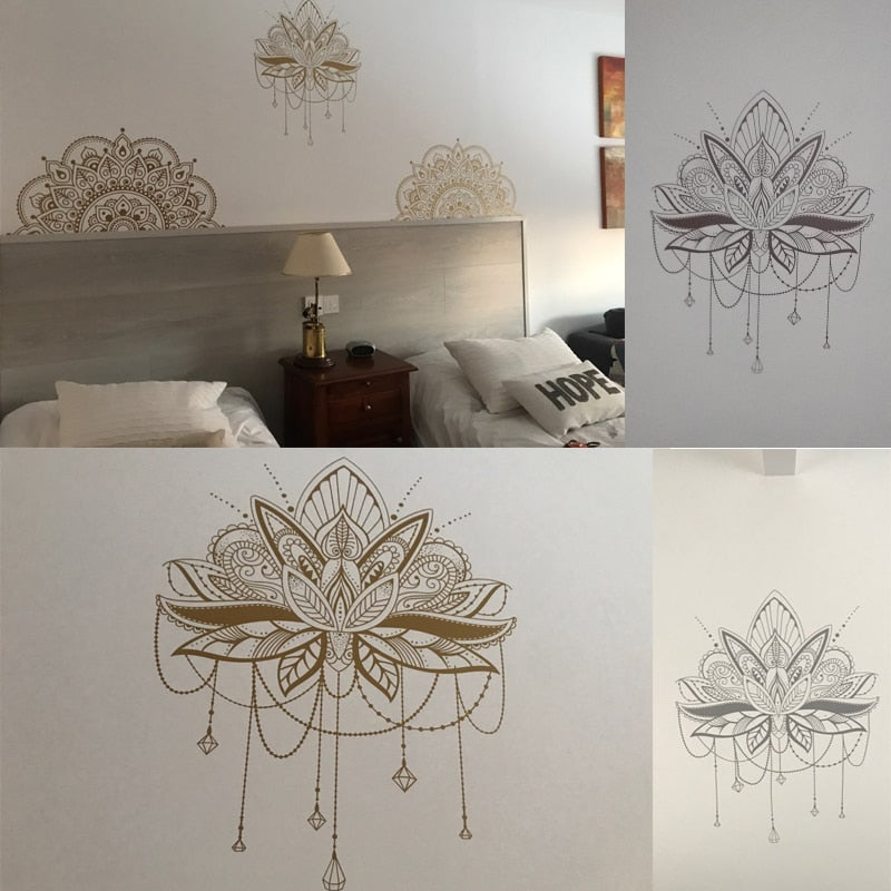 Mandala Lotus Vinyl Wall Stickers Removable Wall Decal