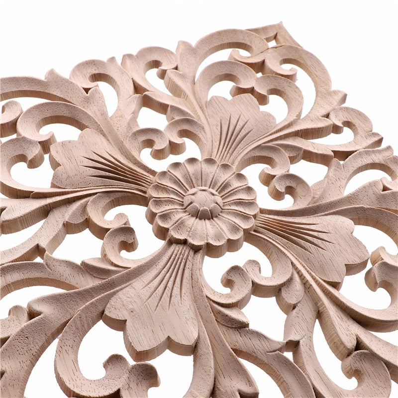 Square Wooden Carving Decal
