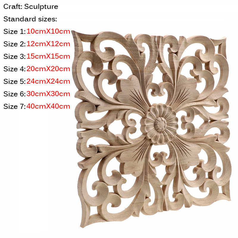 Square Wooden Carving Decal
