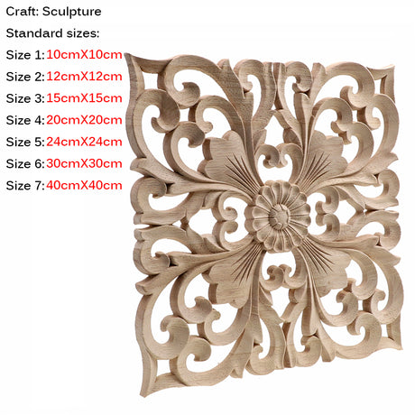 Square Wooden Carving Decal