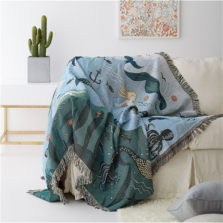 Nordic Mermaids Throw Blanket