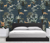 Medieval Hand Drawn Elk Deer Trees Mural Wallpaper