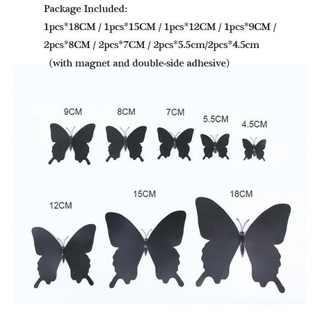 12Pcs/set 3D black Pteris Butterfly Wall Sticker Magnet Stickers - Woodland Gatherer Woodland Gatherer | Australian Online Gift Store | Gifts & Treasures | Special Occasions & Everyday Fun | Whimsical Treats | Costumes | Jewellery | Fashion | Crafting DIY | Stationery | Boho Festival Fashion | Home Decor & Fittings     Afterpay Available Paypal Available Humm Available Worldwide Shipping Available