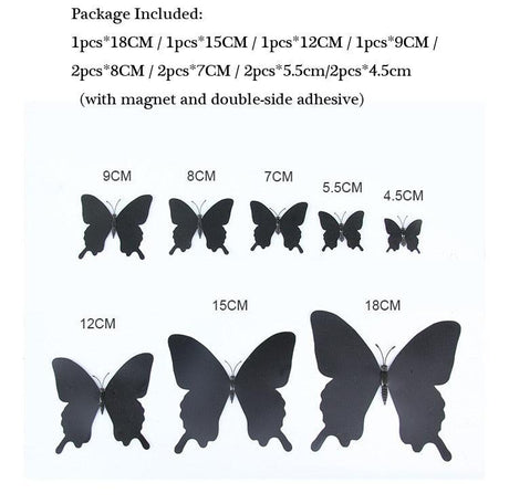 12Pcs/set 3D black Pteris Butterfly Wall Sticker Magnet Stickers - Woodland Gatherer Woodland Gatherer | Australian Online Gift Store | Gifts & Treasures | Special Occasions & Everyday Fun | Whimsical Treats | Costumes | Jewellery | Fashion | Crafting DIY | Stationery | Boho Festival Fashion | Home Decor & Fittings     Afterpay Available Paypal Available Humm Available Worldwide Shipping Available