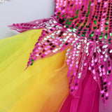 Rainbow Sequins Ballet Costumes Girls Tutu Dance Performance Dancewear