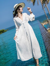 Long Sleeve Vintage Lace Beach Cover Up