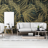 Golden Leaf Mural Wallpaper