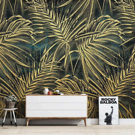 Golden Leaf Mural Wallpaper