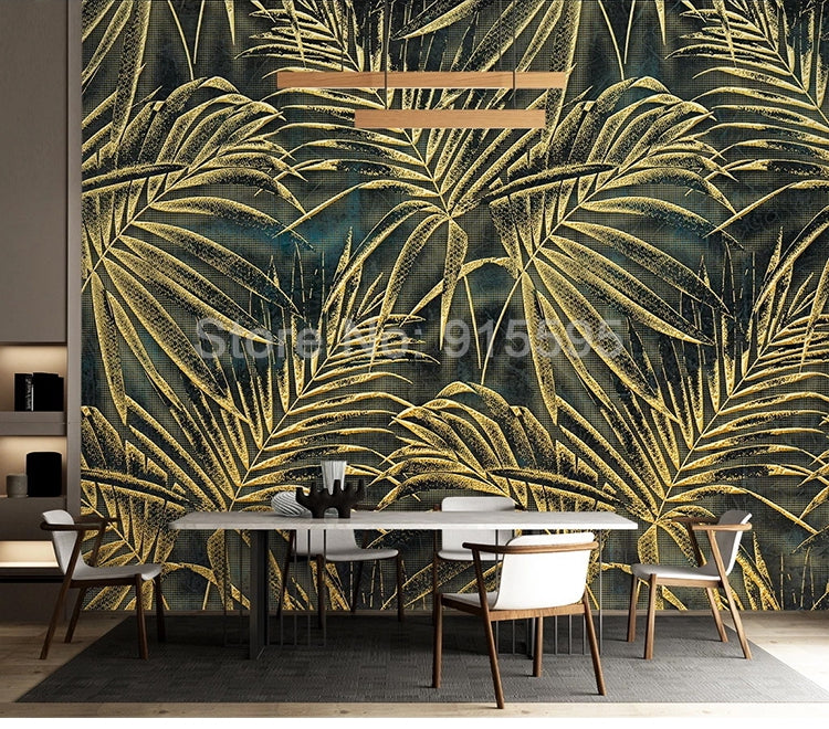 Golden Leaf Mural Wallpaper