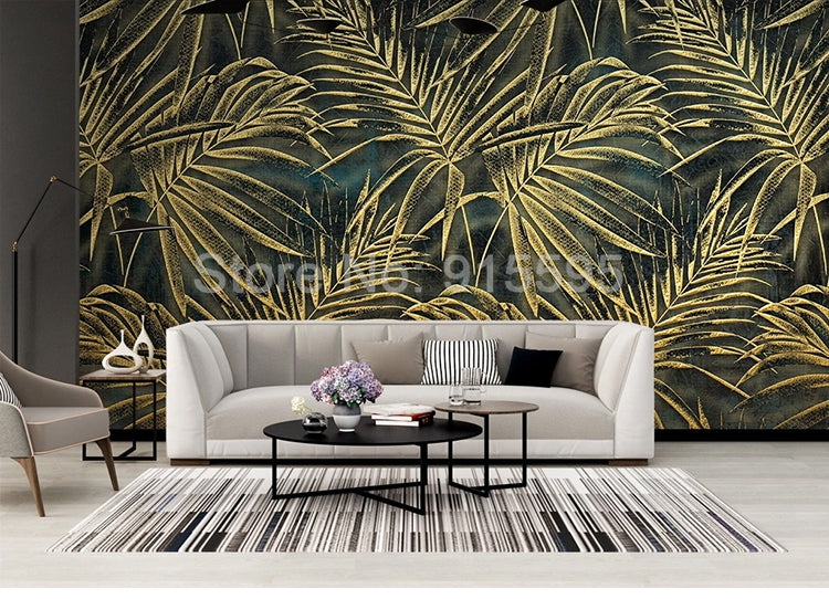 Golden Leaf Mural Wallpaper