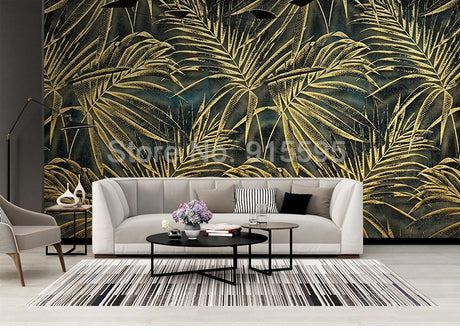 Golden Leaf Mural Wallpaper