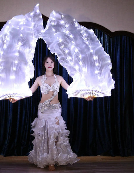 Carnival Led Fan Veils Silk LED Light Bellydance Performance Costumes