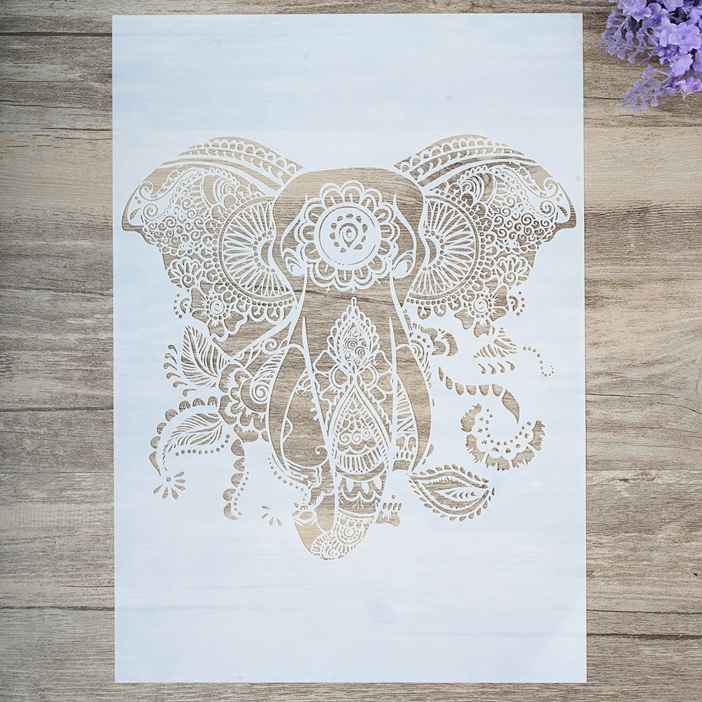 Boho Elephant Stencil A4 A3 A2 DIY Craft Layering Stencil