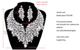 Iridescent Crystal Leaves Statement Necklace and Earring Set