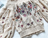 Lantern Sleeve Embroidered Off The Shoulder Boho Top