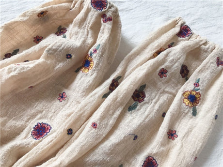 Lantern Sleeve Embroidered Off The Shoulder Boho Top