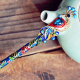 Peacock Hair Stick | Crystal & Enamel Hairpin