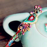 Peacock Hair Stick | Crystal & Enamel Hairpin