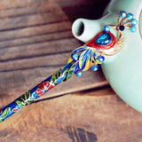 Peacock Hair Stick | Crystal & Enamel Hairpin