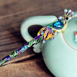Peacock Hair Stick | Crystal & Enamel Hairpin