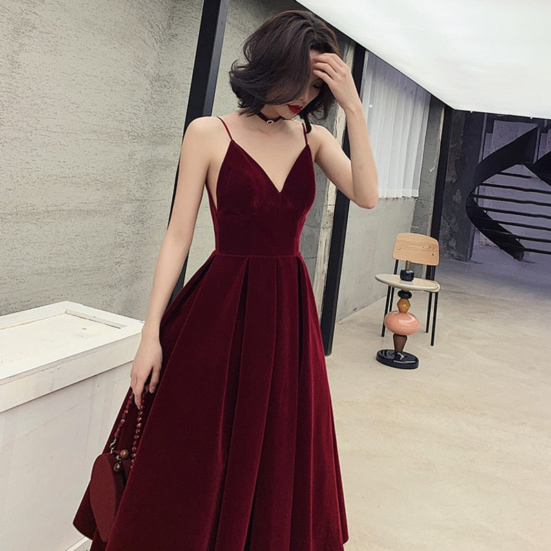 Damsel in Velvet Evening Dress