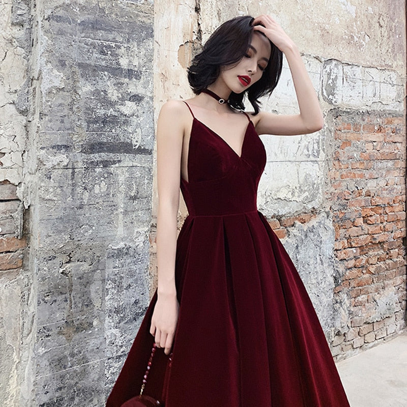 Damsel in Velvet Evening Dress