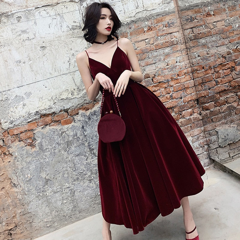 Damsel in Velvet Evening Dress