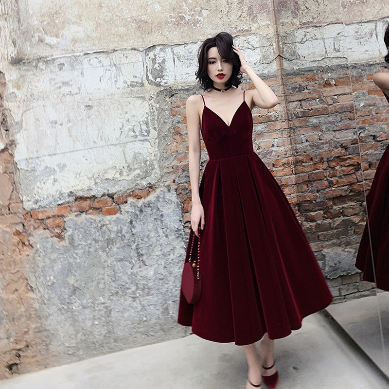 Damsel in Velvet Evening Dress